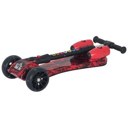 Scooter for Kids Toddler 3 Wheel Adjustable Height w/ Flashing Wheels Music Water Spray Foldable Kick Scooter for Boys and Girls 3 - 6 Yrs Red