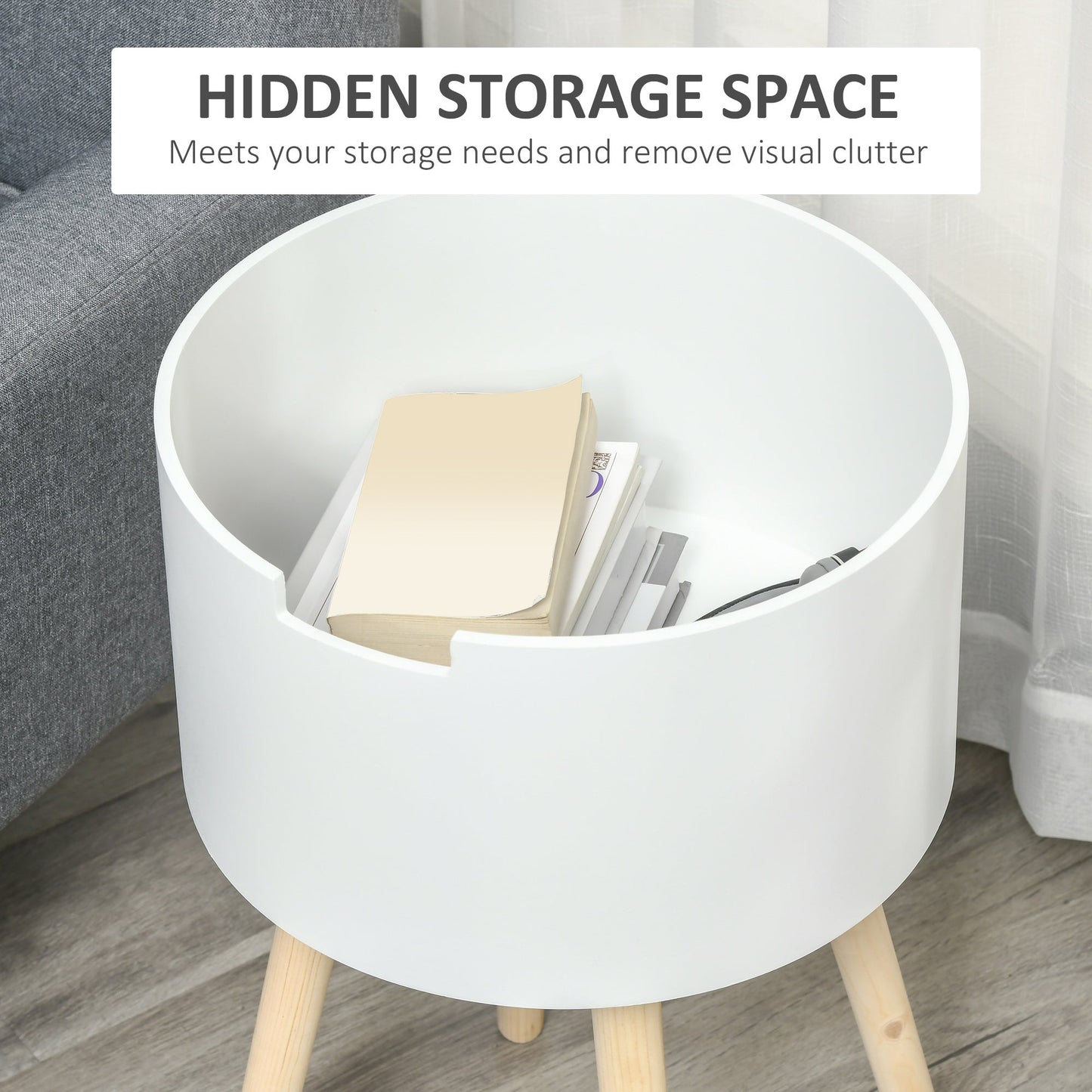 Modern Side Table with Hidden Storage Space