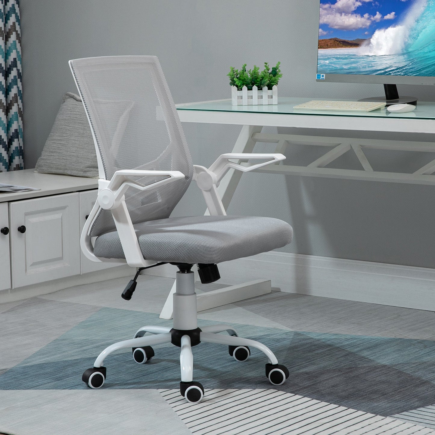 Vinsetto Mesh Office Chair Swivel Task Computer Desk Chair for Home with Lumbar Back Support