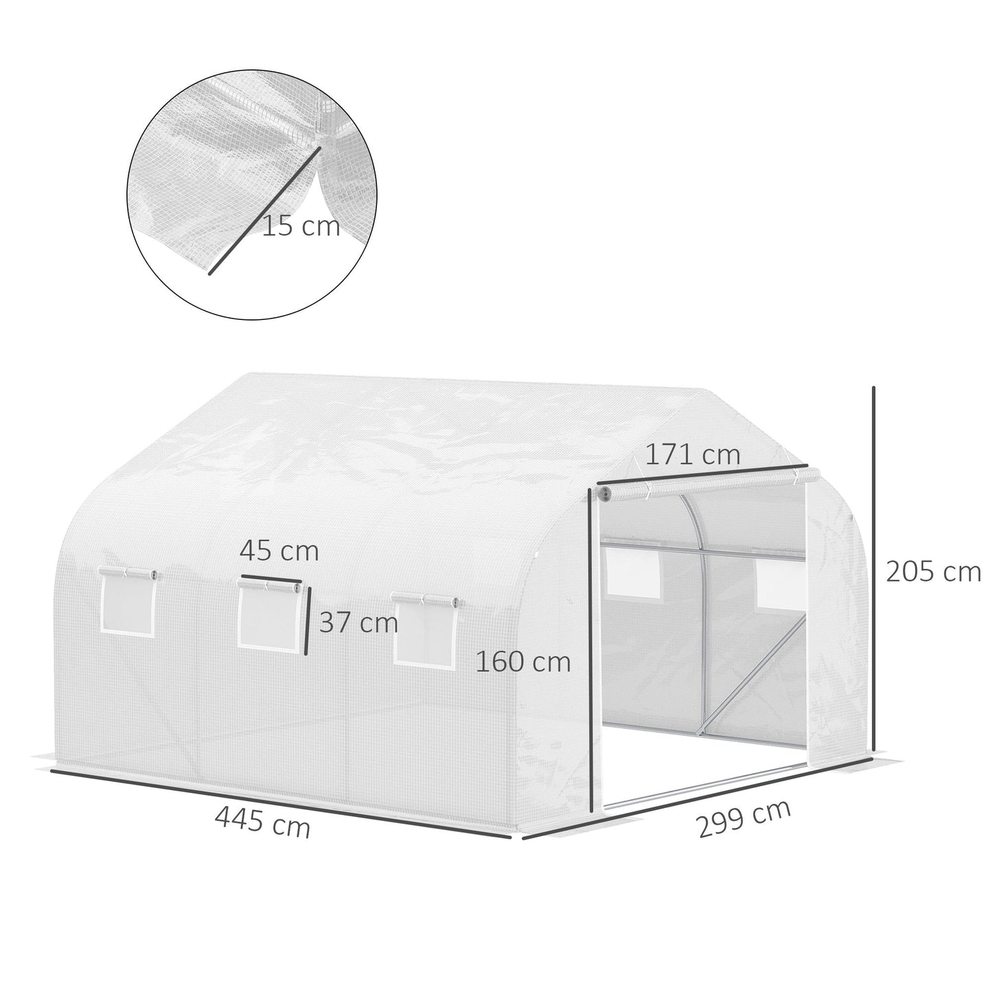 Walk-In Polytunnel Greenhouse Warm House Garden Tunnel Shelter Plant Shed with Door and Windows