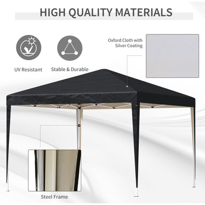 Outsunny 3 x 3M Garden Heavy Duty Pop Up Gazebo Marquee Party Tent Folding Wedding Canopy-Black