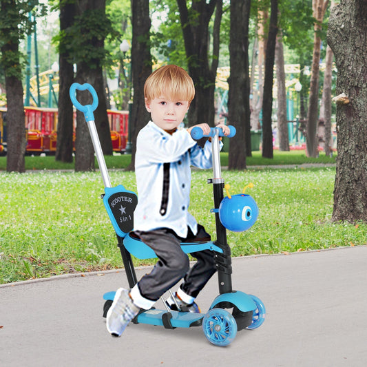 5-in-1 Kids Kick Scooter W/Removable Seat-Blue