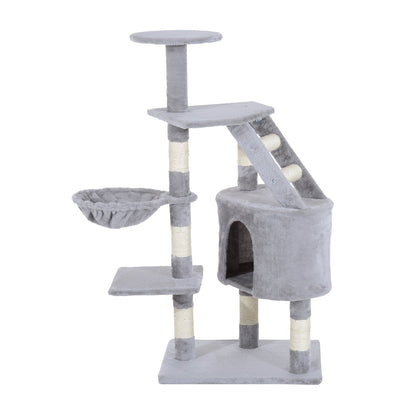 PawHut Cat Tree Kitten Scratching Post Activity Center Play House Pet Furniture 125cm Grey