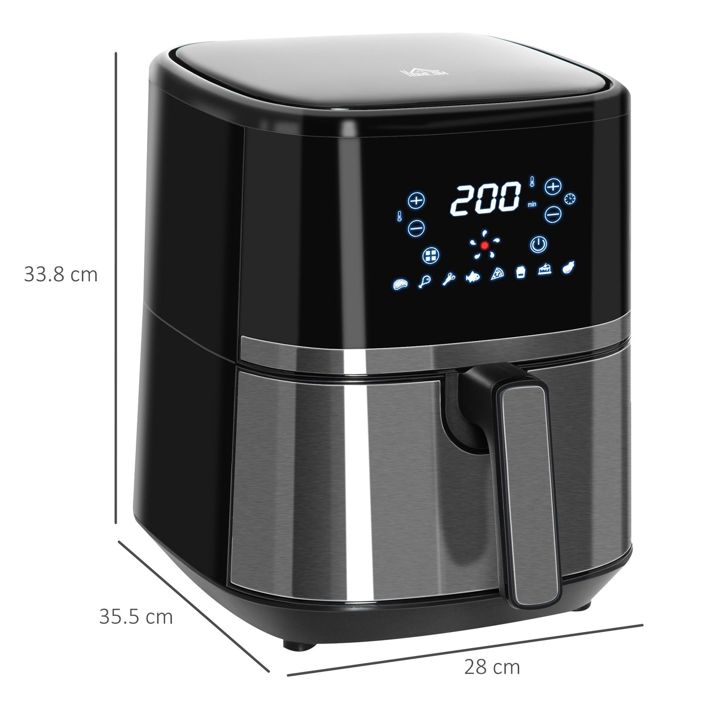 1500W 4.5L Air Fryer 8 Presets With Digital Display Black & Steel