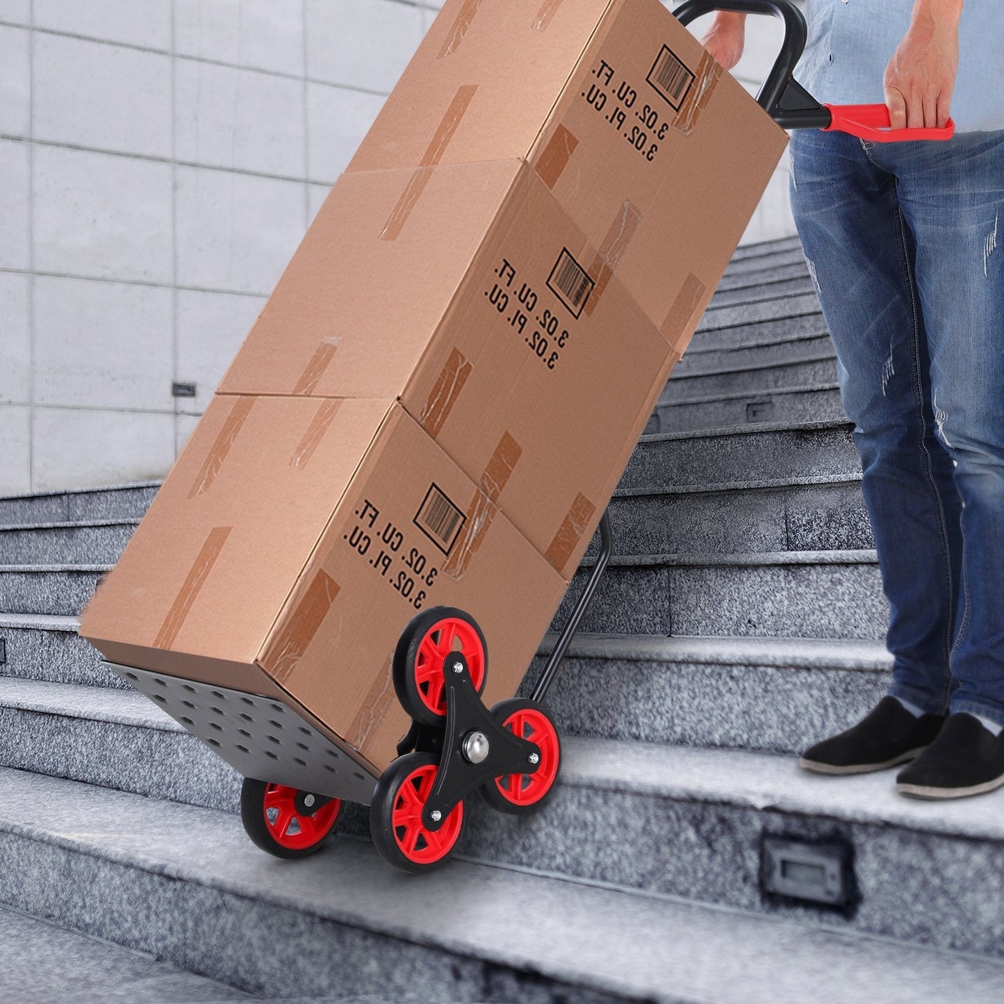 DURHAND Steel Climbing Stairs Trolley Hand Trucks 6-Wheels Foldable Load Cart 120kg