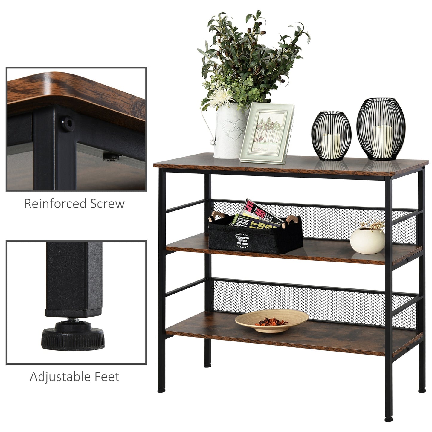 Industrial-Style Three Tier Shelf