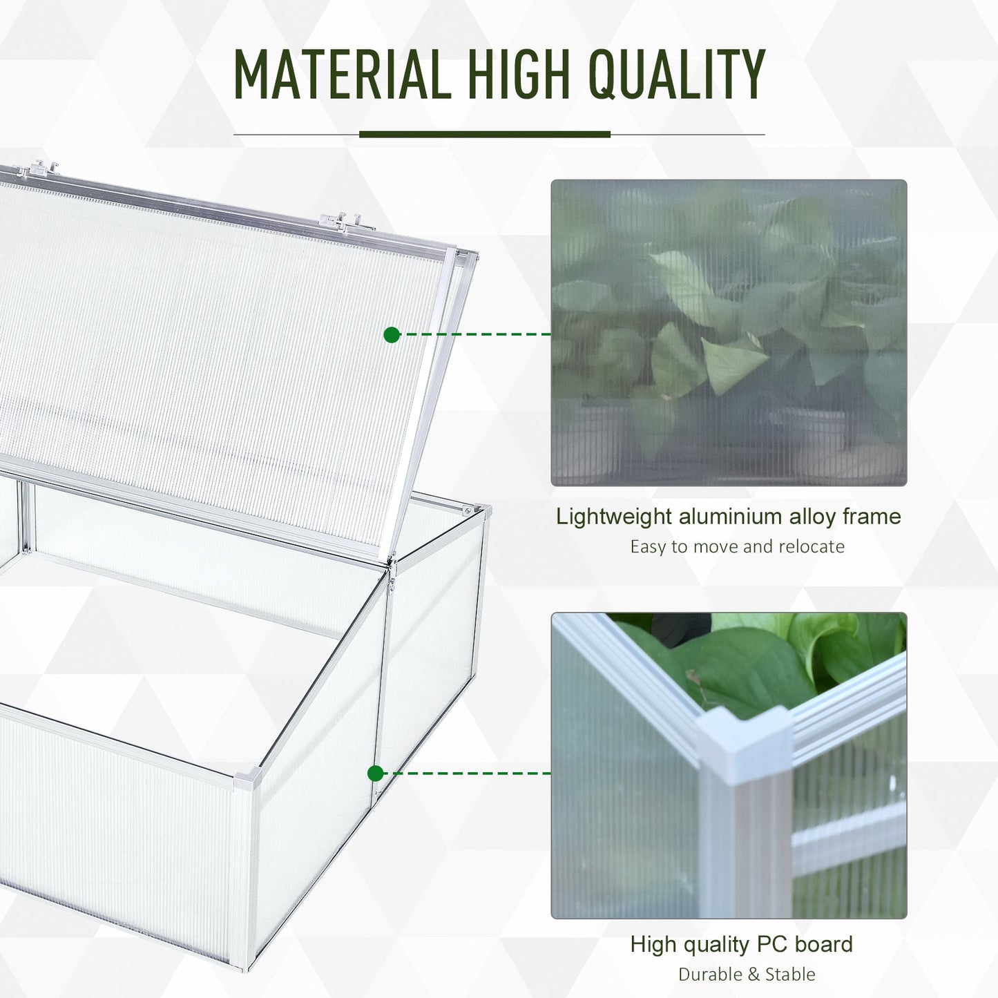 100L x 100W x 48H cm PC Board Greenhouse Adjustable Roof Grow House -Transparent