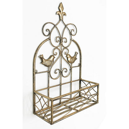 Scarthingwell Planter Metal Gold with Bird Pattern Wall Mounted - 53.3cm