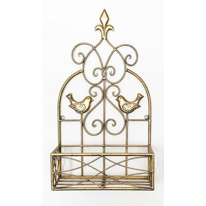 Scarthingwell Planter Metal Gold with Bird Pattern Wall Mounted - 53.3cm