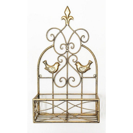 Scarthingwell Planter Metal Gold with Bird Pattern Wall Mounted - 53.3cm