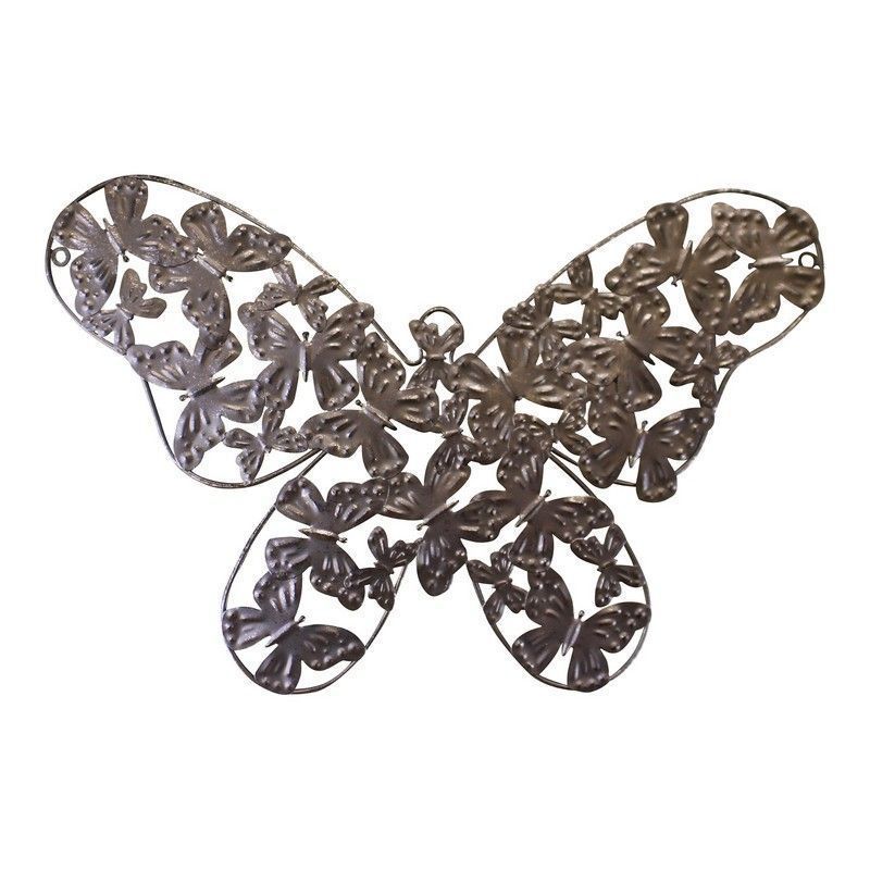 Scarthingwell Butterfly Wall Art Metal Silver Hanging - 48cm