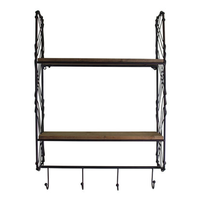 Geko Industrial Shelving Unit Metal & Wood Black 2 Shelves