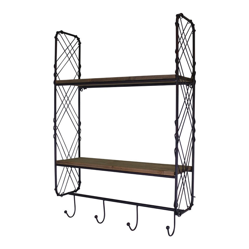 Geko Industrial Shelving Unit Metal & Wood Black 2 Shelves