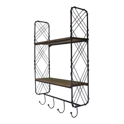 Geko Industrial Shelving Unit Metal & Wood Black 2 Shelves