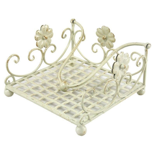 Scarthingwell Shabby Chic Napkin Holder Metal Cream - 19cm