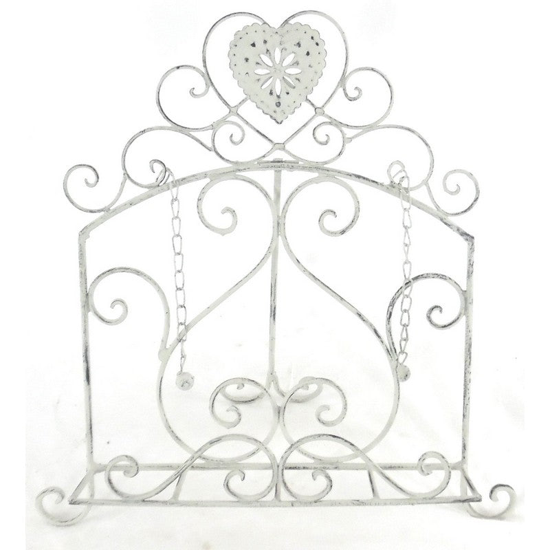 Scarthingwell Shabby Chic Recipe Book Holder Metal Cream with Heart Pattern - 39cm