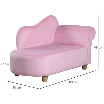 Kids Velvet-Like Chaise Lounge Pink