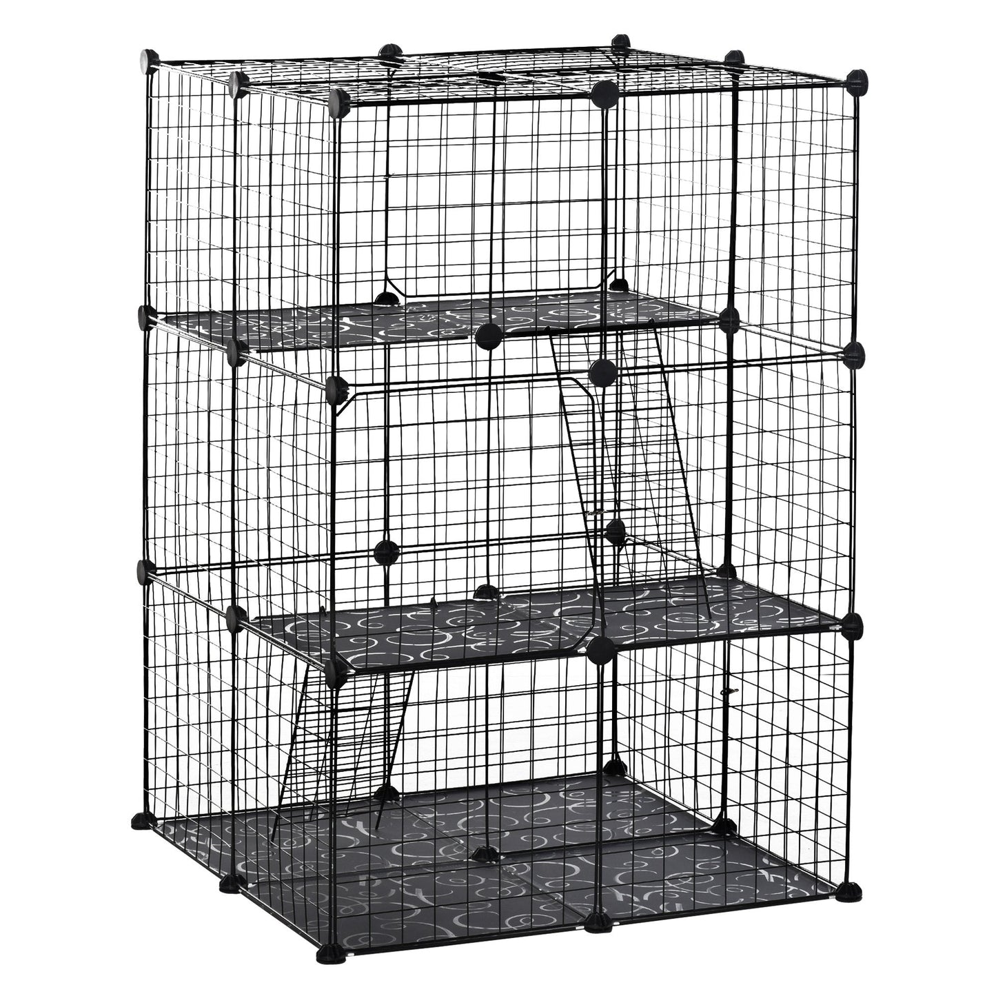 3 Tier Small Animal Cage Black by Pawhut