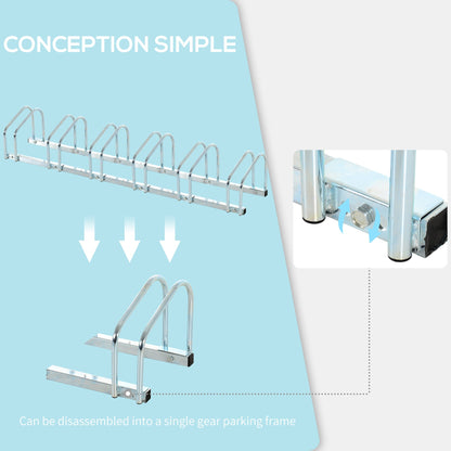 Homcom Bike Stand Parking Rack Floor or Wall Mount Bicycle Cycle Storage Locking Stand 179L x 33W x 27H (6 Racks