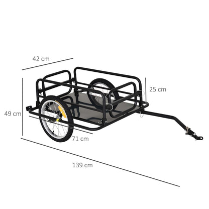 Bike Cargo Trailer in Steel Frame Extra Bicycle Storage Carrier with Hitch-Black