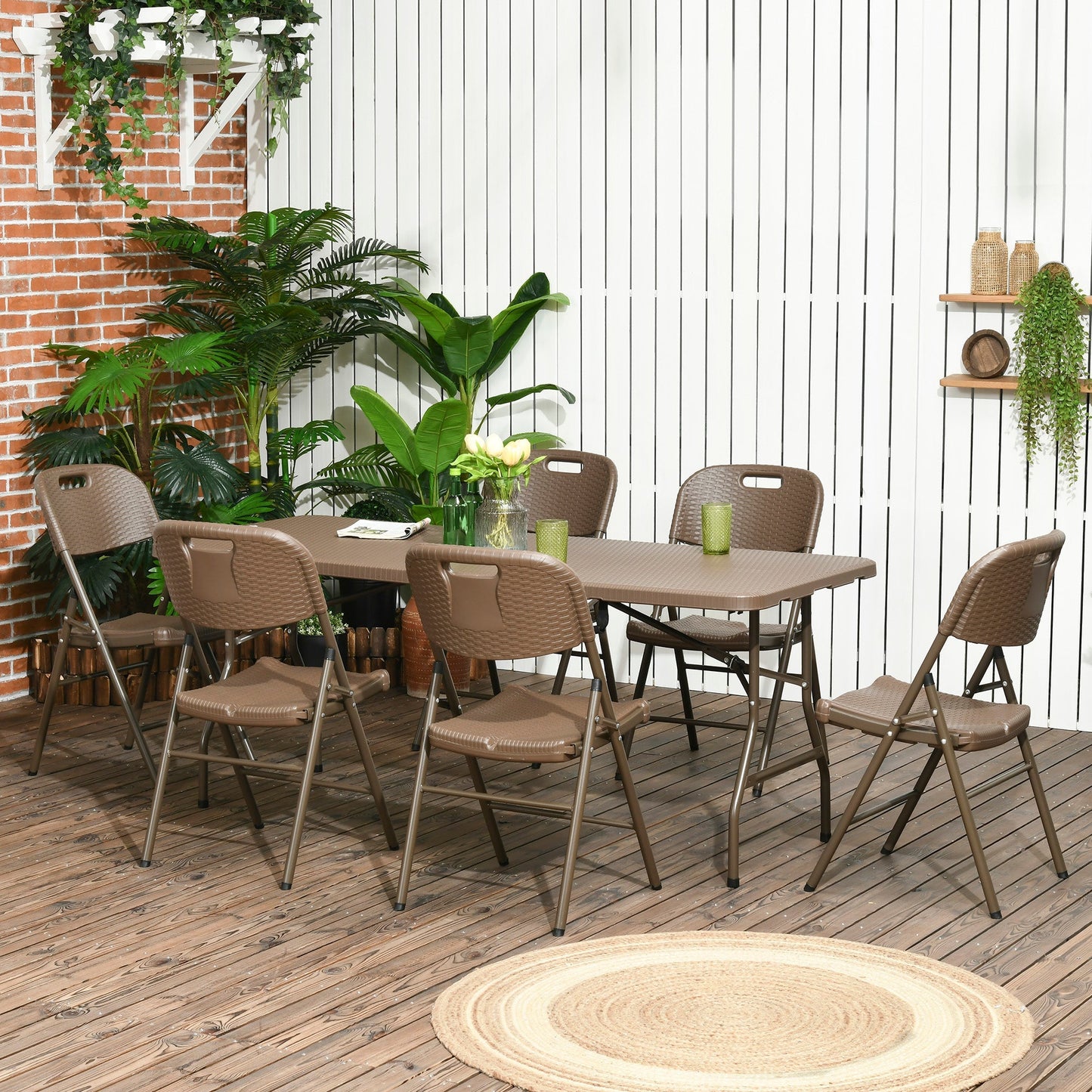 Patio 7-Piece Resin Rattan Dining Set