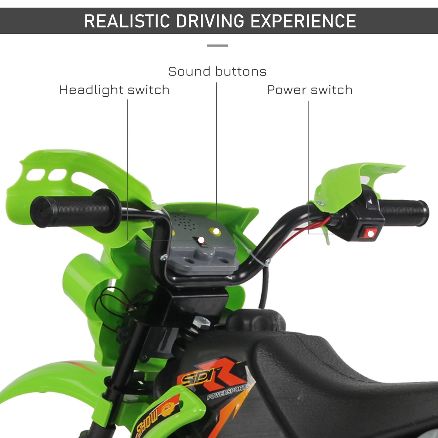 6V PP Electric Motorcycle for Kids Ride on Toys with Effects Green