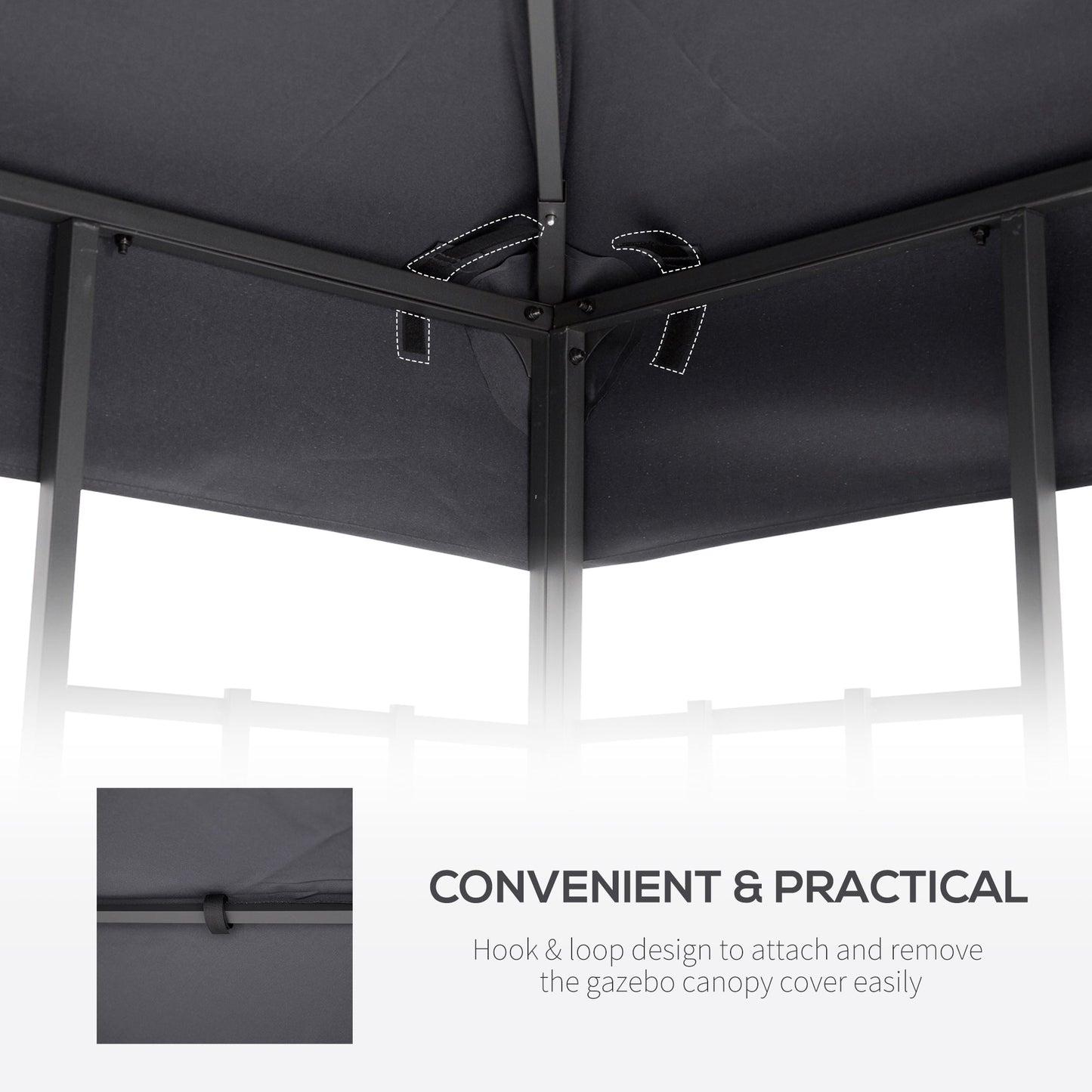 3M Gazebo Top Cover Double Tier Canopy Replacement Pavilion Roof Deep Grey