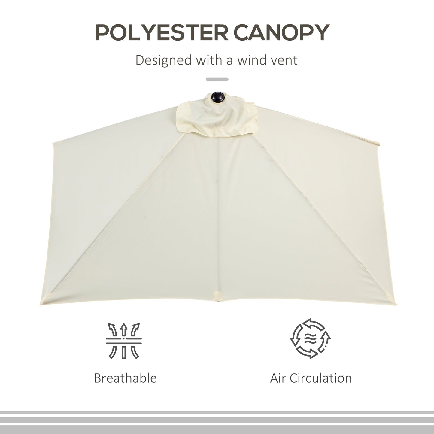 2.3m Half Steel Frame Outdoor Parasol Beige