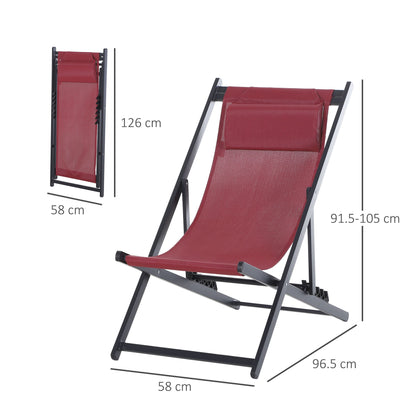 Set of 2 Folding Garden Beach Aluminium Frame Deck Chairs Deckchairs Seaside Folding Garden Patio Lounger