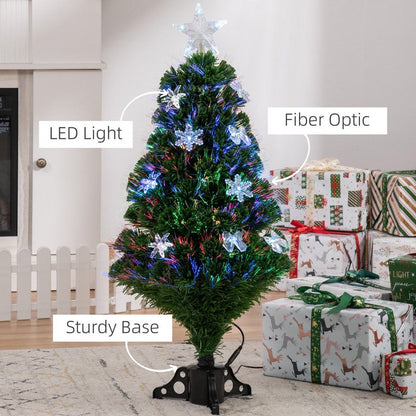 3 Foot Prelit Artificial Christmas Tree Fiber Optic LED Light Holiday Home Xmas Decoration Tree with Foldable Feet