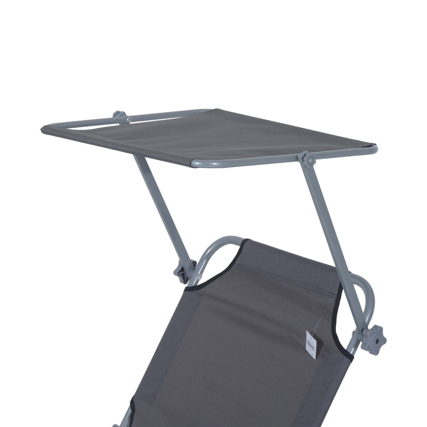 Outsunny Adjustable Lounger Seat with Sun Shade-Grey