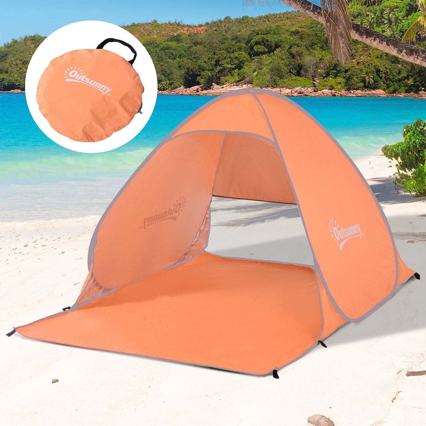 Outsunny 2 Person Pop Up Uv Shelter Shade-Orange