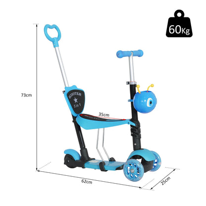 5-in-1 Kids Kick Scooter W/Removable Seat-Blue