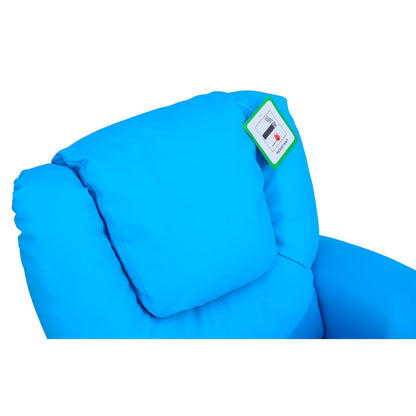 Kids Children Recliner Lounger Armchair Games Chair Sofa Seat PU Leather Look w/ Cup Holder Blue