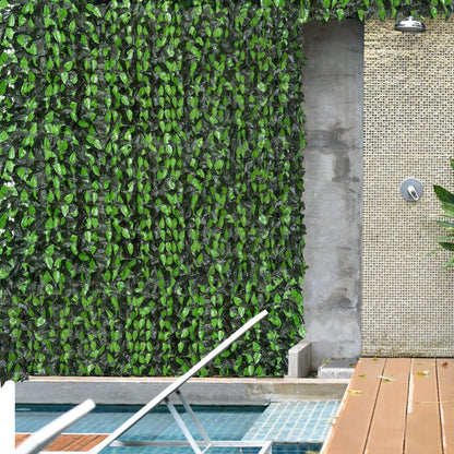 Artificial Leaf Hedge Screen Privacy Fence Panel for Garden Outdoor Indoor Decor 3M x 1M Light Green and Dark Green