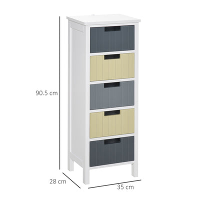 Chest of Drawers Storage Side Cabinet w/ 5 Detachable Drawers Home Furniture