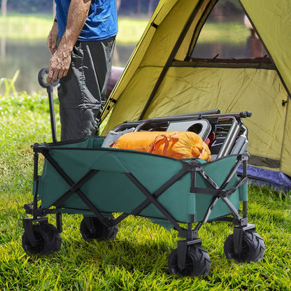 Outsunny Folding Metal Frame Garden Trolley - Green