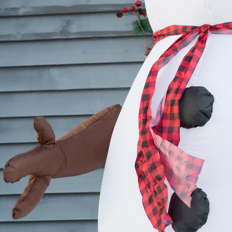 8 Foot Inflatable Christmas Snowman with Black Hat and Red Scotch Scarf