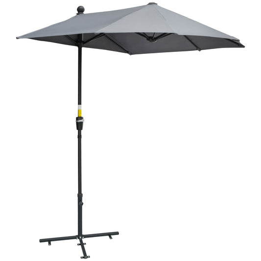 2m Half Parasol Market Umbrella Garden Balcony Parasol with Crank Handle