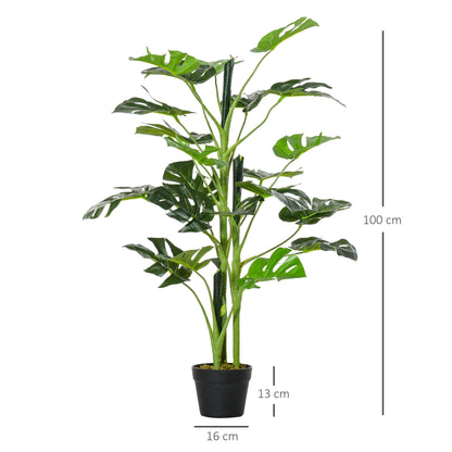 100cm/3.3FT Artificial Monstera Tree Decorative Cheese Plant 21 Leaves with Nursery Pot