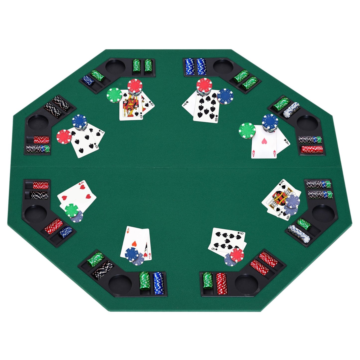 1.2m/48 Inches Foldable Poker Table Top 8 Players Blackjack Tables Casino Chip Trays