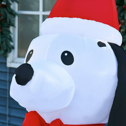 Homcom 6 Foot Inflatable Christmas Puppy Dog with Santa Hat Lighted Blow Up Decoration