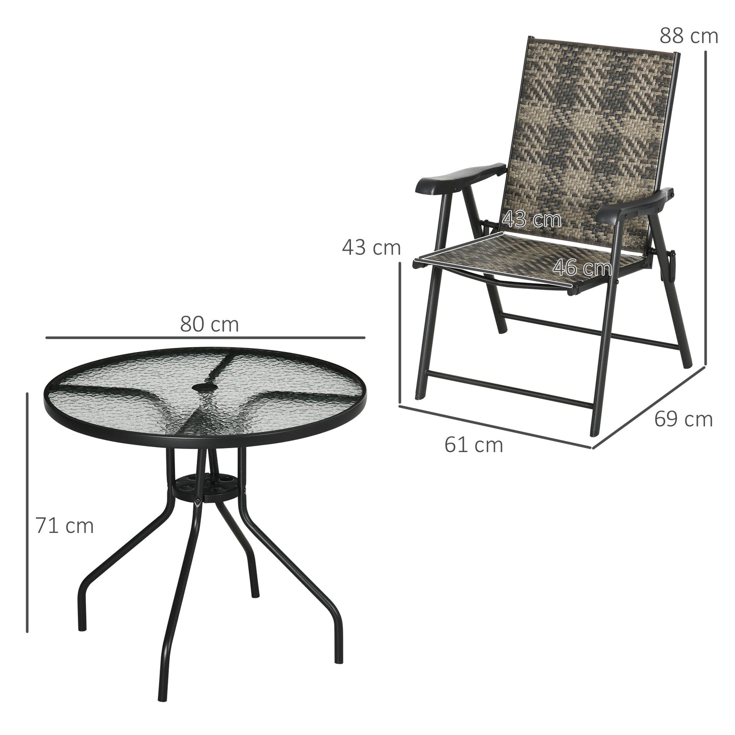 5-Pieces PE Rattan Dining Sets