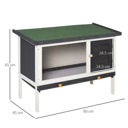 PawHut Wooden Rabbit Hutch Small Animal Habitat w/ Dropping Tray Opeanble Asphalt Roof