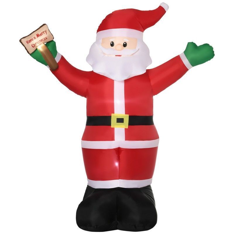 8 Foot Inflatable Christmas Santa Claus Holds Light Sign of Blessings