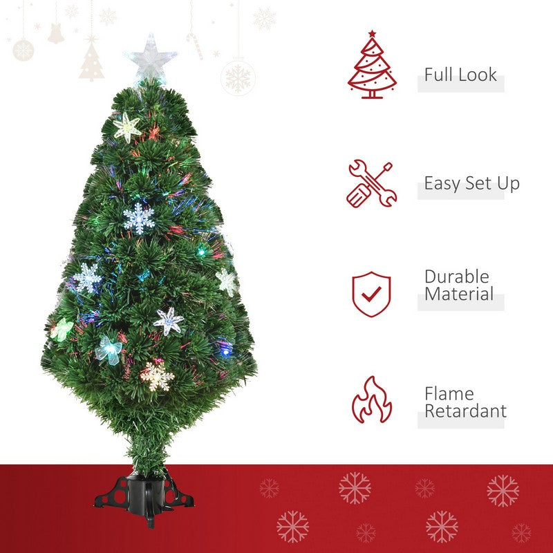 4 Foot Prelit Artificial Christmas Tree Fiber Optic LED Light Holiday Home Xmas Decoration Tree with Foldable Feet