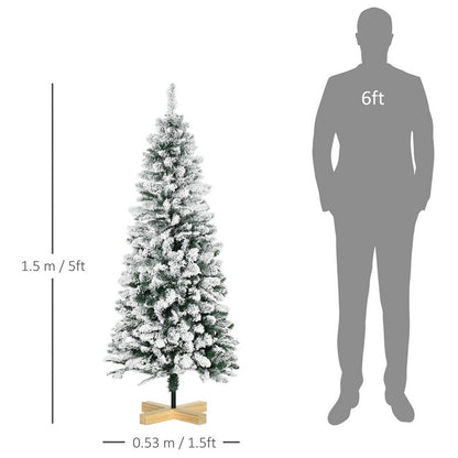 Homcom 5ft Christmas Tree Artificial - White Frosted Green 426 Tips