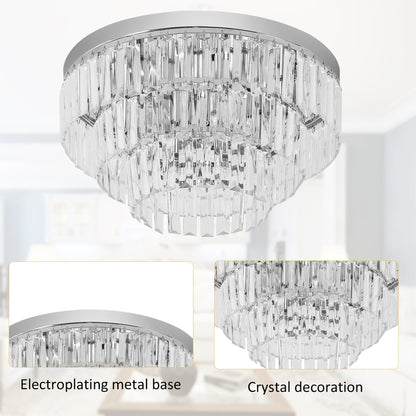 Round Crystal Ceiling Lamp 7 Lights Chandelier Mounted Fixture For Living Room Dining Room Hallway Modern