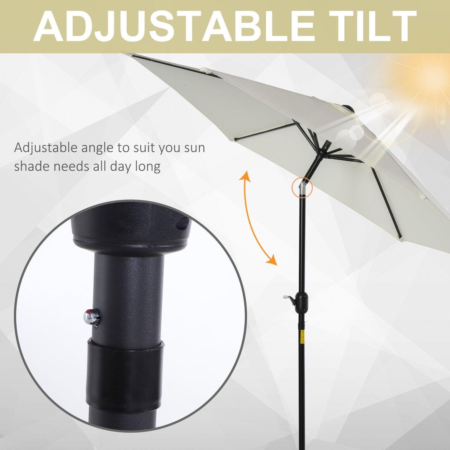 Outsunny 2.7M Garden Parasol Umbrella with Tilt and Crank