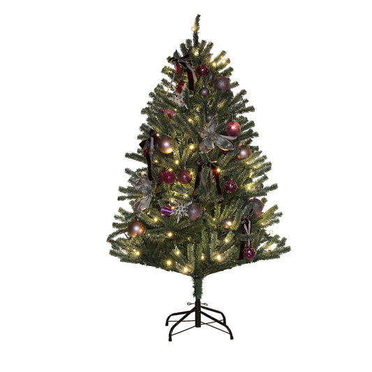 5ft Decorated Christmas Tree Artificial - Dark Green with LED Lights Warm White 486 Tips